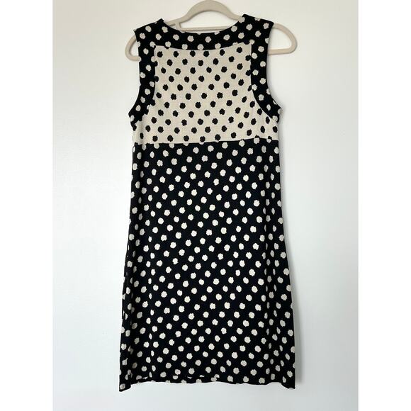 Vintage DIANE VON FURSTENBERG 100% Silk Polka Dot Knit Dress Black Ivory Size 6 - Picture 8 of 10